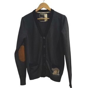 Bruzer Long Sleeve Button Front Gray Elbow Patch Cardigan Sweater. Small.